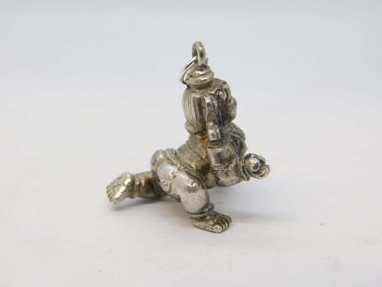 19th Century Indian Cast Sterling Silver Hindu God Charm Pendant Antique c1890