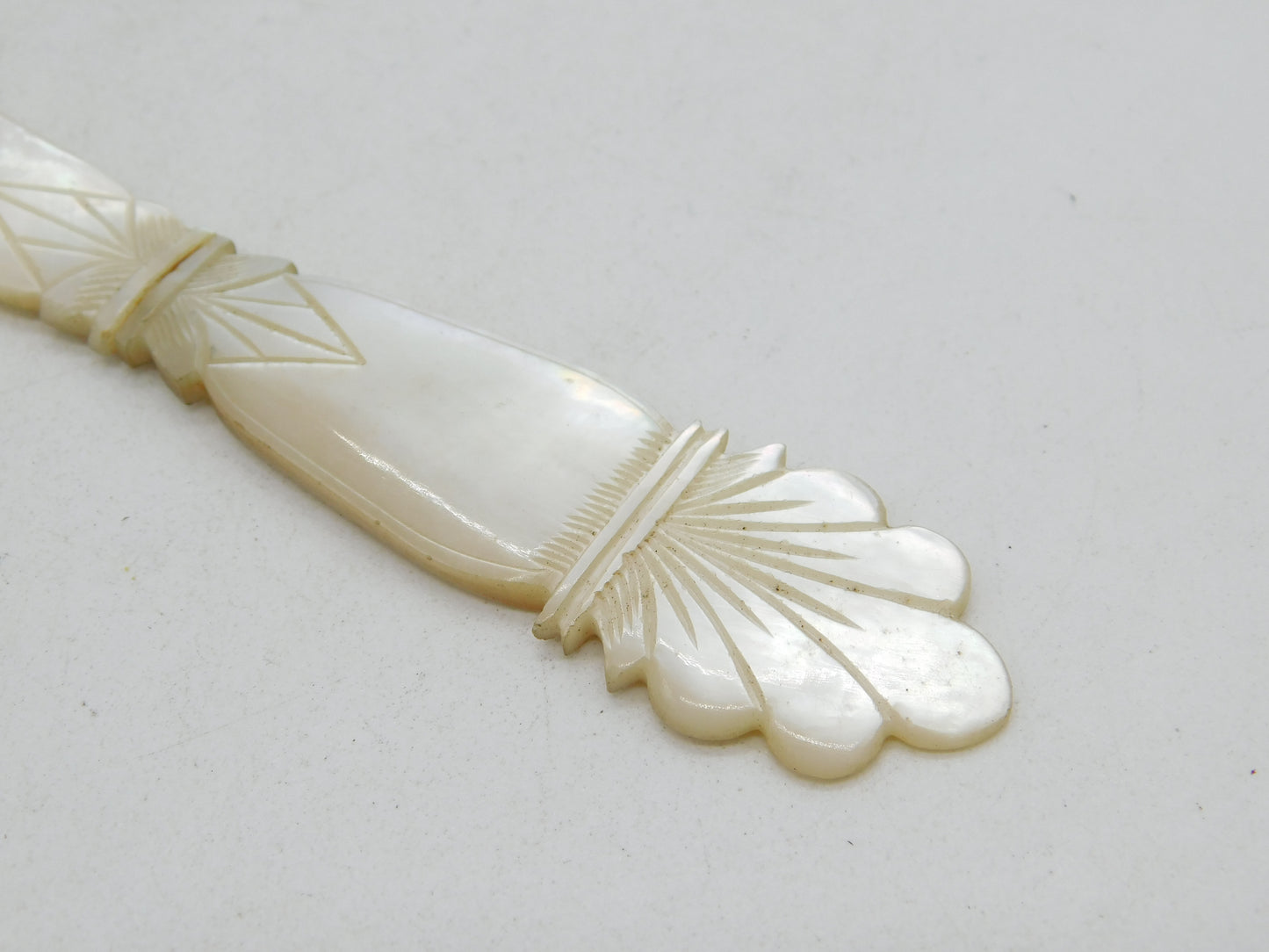 19th Century Carved Mother of Pearl Floral Letter Opener Antique c1860