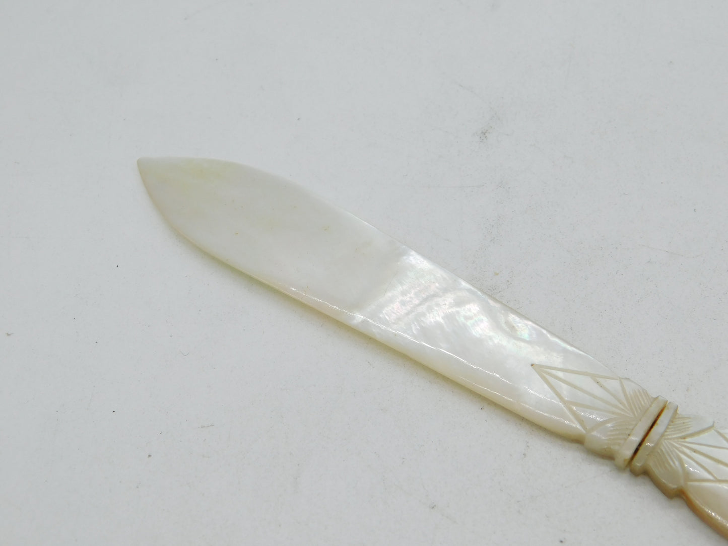 19th Century Carved Mother of Pearl Floral Letter Opener Antique c1860