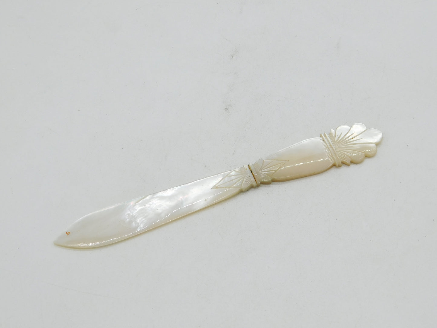 19th Century Carved Mother of Pearl Floral Letter Opener Antique c1860