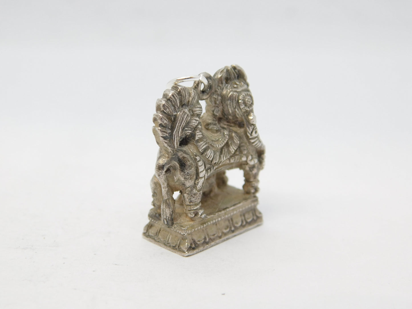 19th Century Indian Cast Sterling Silver Hindu God Charm Pendant Antique c1890