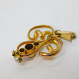 Edwardian 9ct Yellow Gold, Garnet & Pearl Set Lavalier Drop Pendant Antique c1910