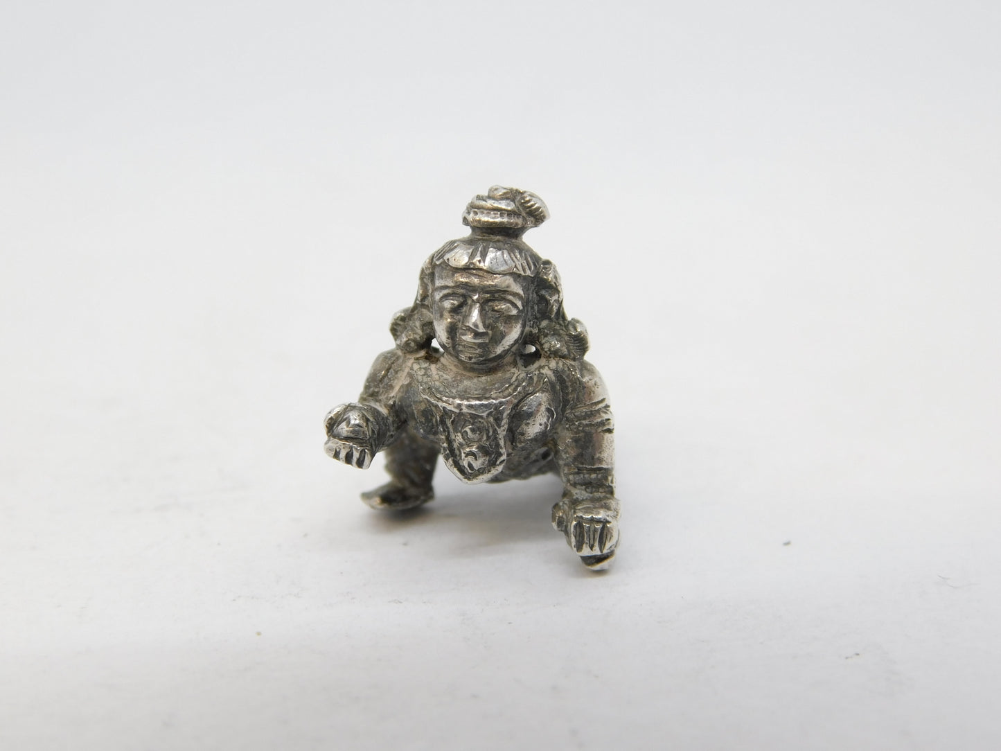 19th Century Indian Cast Sterling Silver Hindu God Charm Pendant Antique c1890
