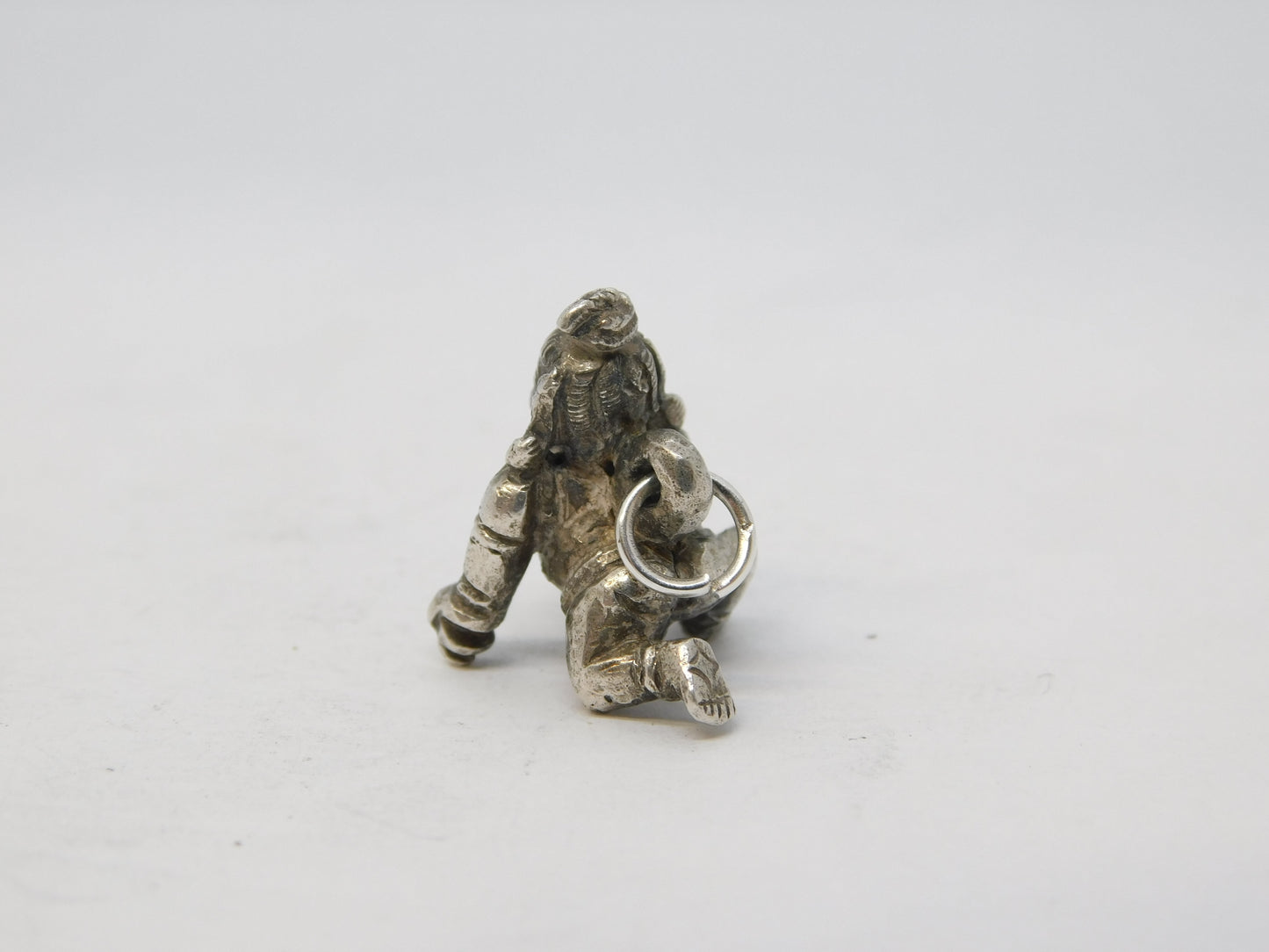 19th Century Indian Cast Sterling Silver Hindu God Charm Pendant Antique c1890