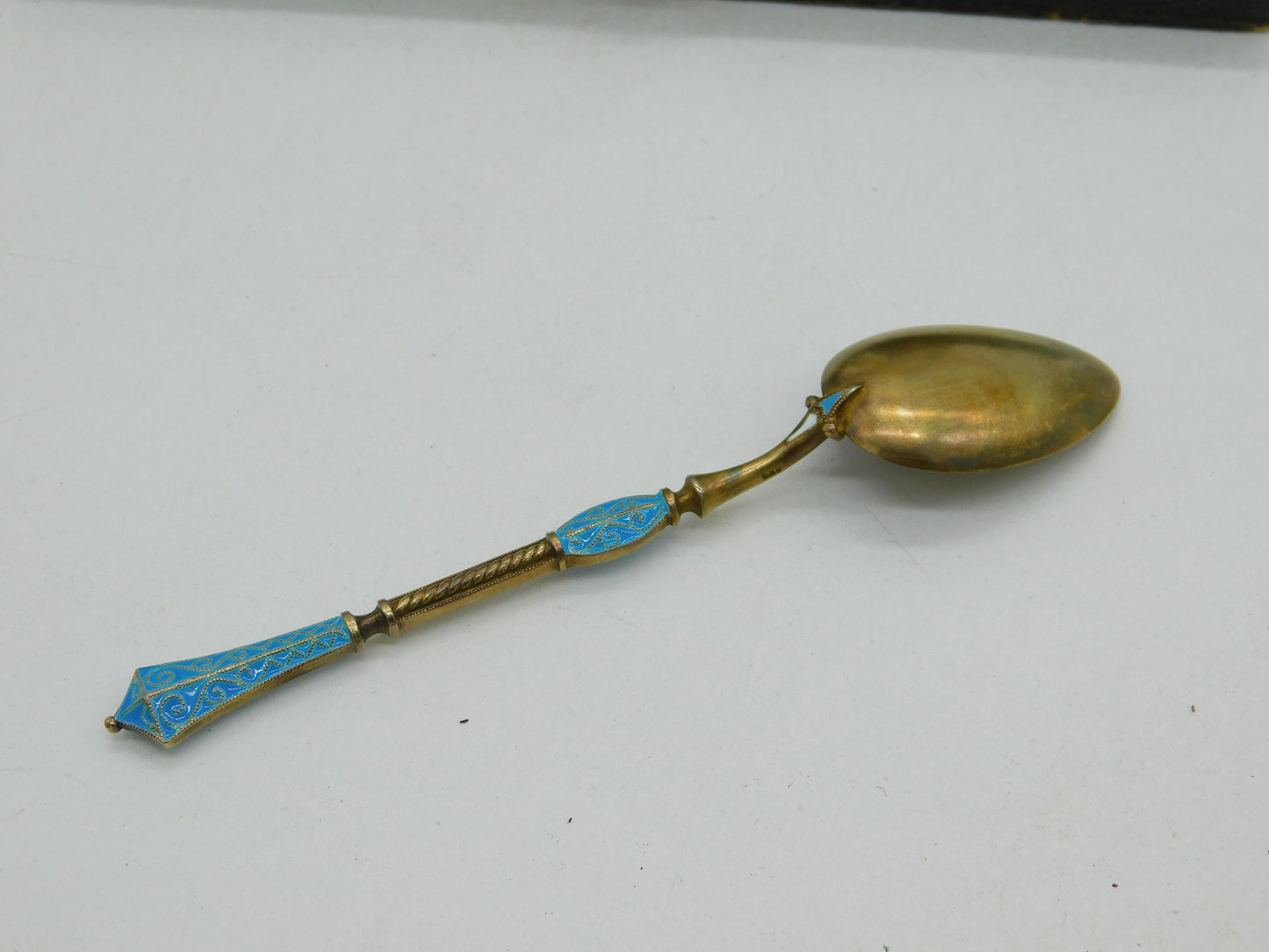 David Andersen Norway Boxed Sterling Silver Gilt Enamel Teaspoon Set Antique c1930