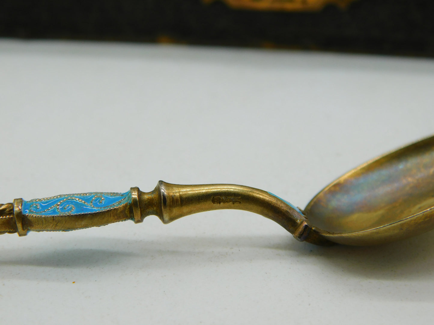 David Andersen Norway Boxed Sterling Silver Gilt Enamel Teaspoon Set Antique c1930