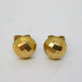 Victorian 9ct Yellow Gold Planished Stud Earrings Antique c1880