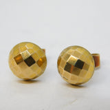 Victorian 9ct Yellow Gold Planished Stud Earrings Antique c1880