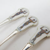 Sterling Silver Colourful Enamel Harlequins Souvenir Spoons Antique 1928 Deco
