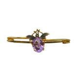 Edwardian Gold Plated Amethyst, Seed Pearl Insect Brooch Antique c1910