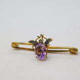 Edwardian Gold Plated Amethyst, Seed Pearl Insect Brooch Antique c1910