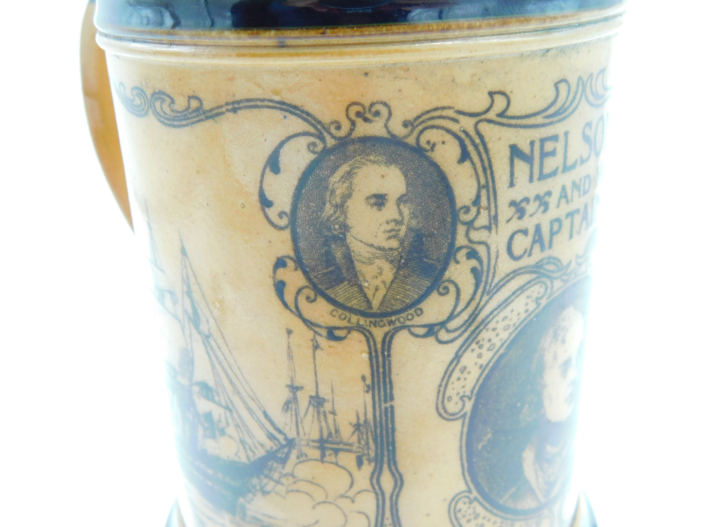Victorian Royal Doulton Stoneware Nelson & His Captains Commemorative Jug c1880s