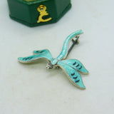 Sterling Silver Guilloche Enamel Dragonfly Brooch Antique c1920 Art Deco