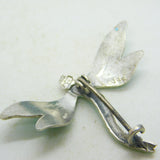 Sterling Silver Guilloche Enamel Dragonfly Brooch Antique c1920 Art Deco