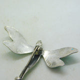 Sterling Silver Guilloche Enamel Dragonfly Brooch Antique c1920 Art Deco