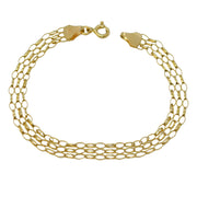 9ct Yellow Gold Woven Pattern Link Bracelet Vintage c1970 18cm Length