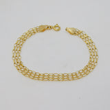 9ct Yellow Gold Woven Pattern Link Bracelet Vintage c1970 18cm Length