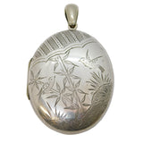 Victorian Aesthetic Large Sterling Silver Swallow Locket Pendant Antique c1880