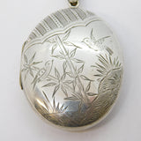 Victorian Aesthetic Large Sterling Silver Swallow Locket Pendant Antique c1880
