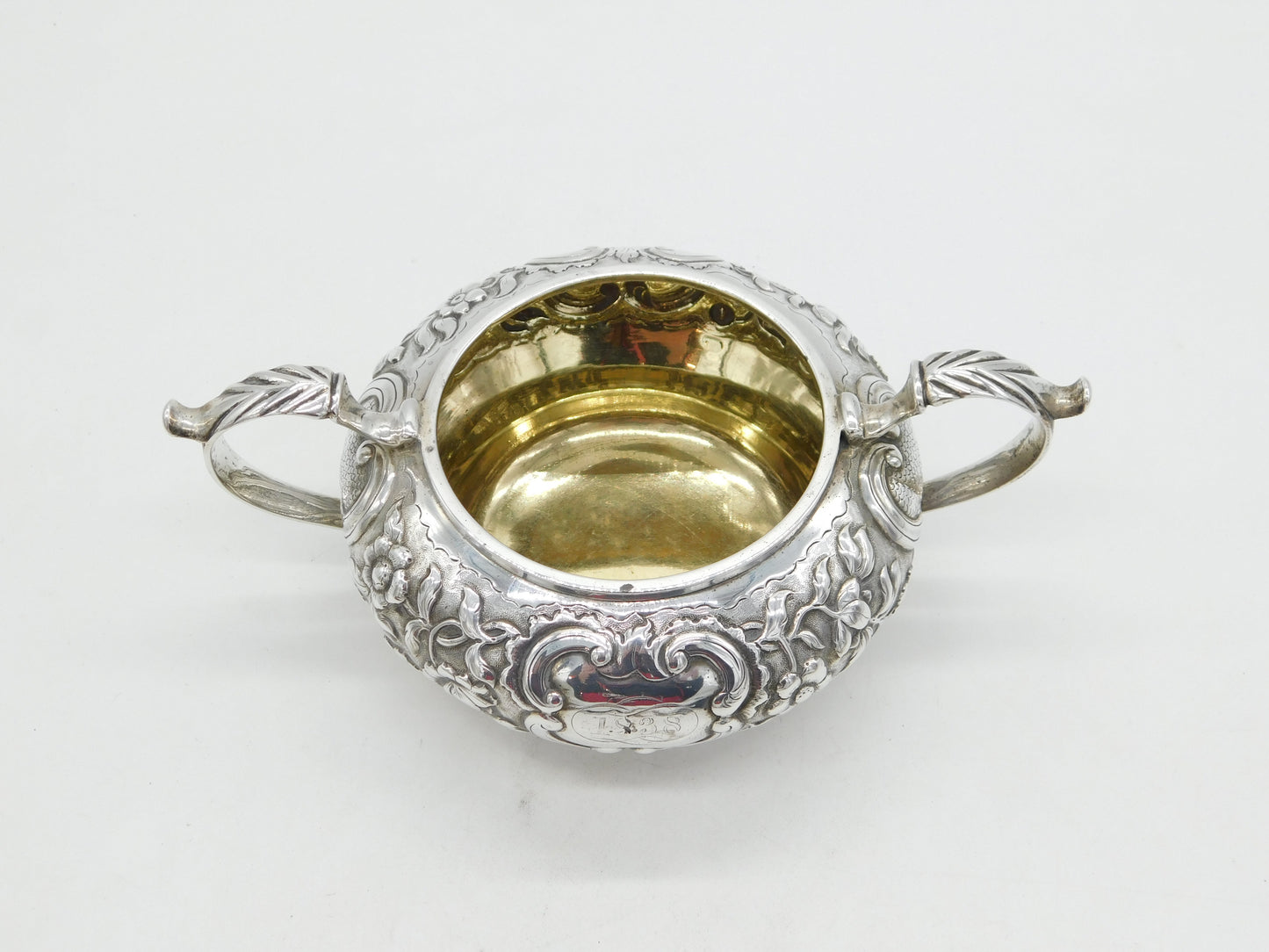 George IV Sterling Silver Floral Pattern Sugar Bowl Antique 1825 London