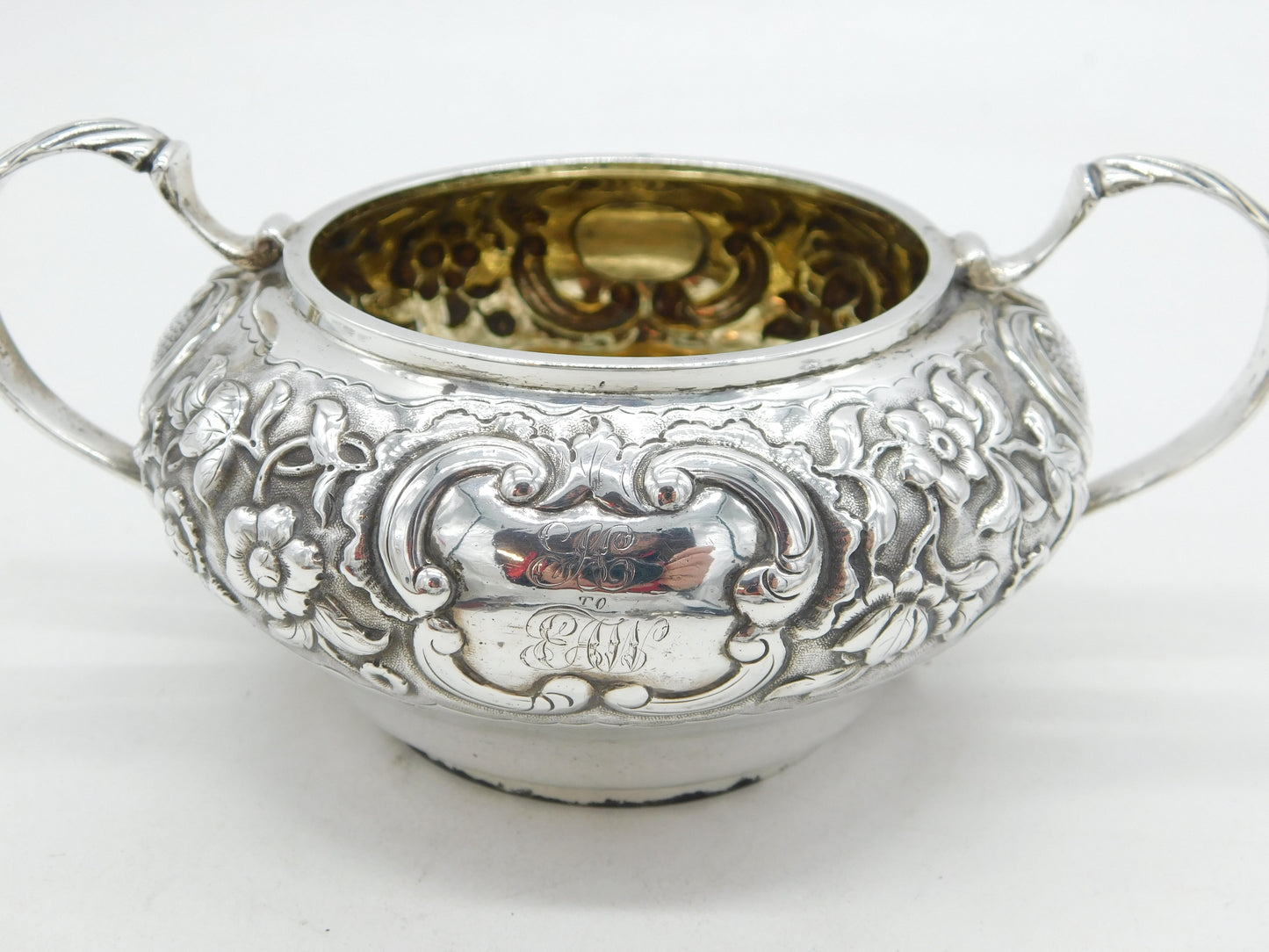 George IV Sterling Silver Floral Pattern Sugar Bowl Antique 1825 London