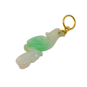 19th Century 22ct Yellow Gold Mounted Carved Green Jade Parrot Pendant Antique