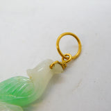 19th Century 22ct Yellow Gold Mounted Carved Green Jade Parrot Pendant Antique