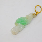 19th Century 22ct Yellow Gold Mounted Carved Green Jade Parrot Pendant Antique