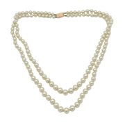 Ciro 9ct Rose Gold Simulated Double-Strand Cultured Pearl Necklace Vintage c1950