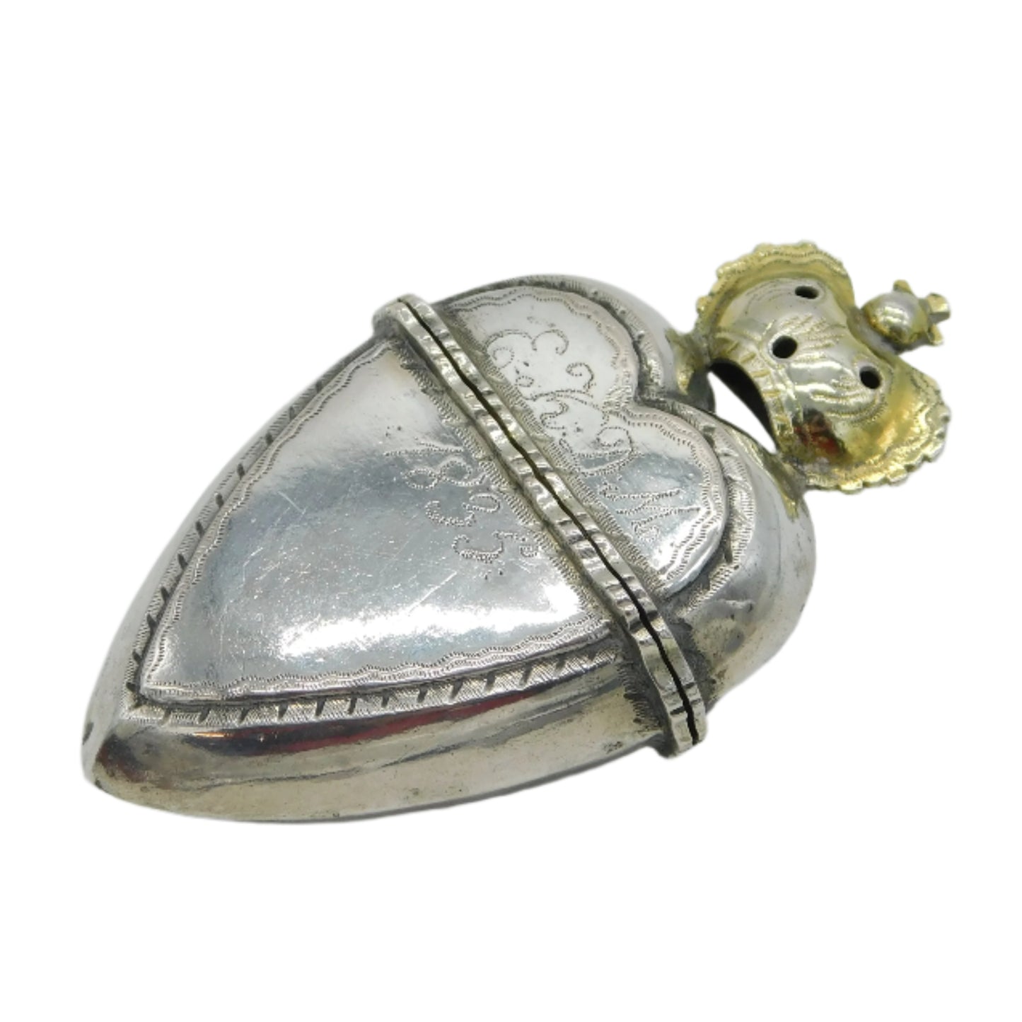 Early 19th Century Sterling Silver Crown over Heart Vesta Case Antique 1835