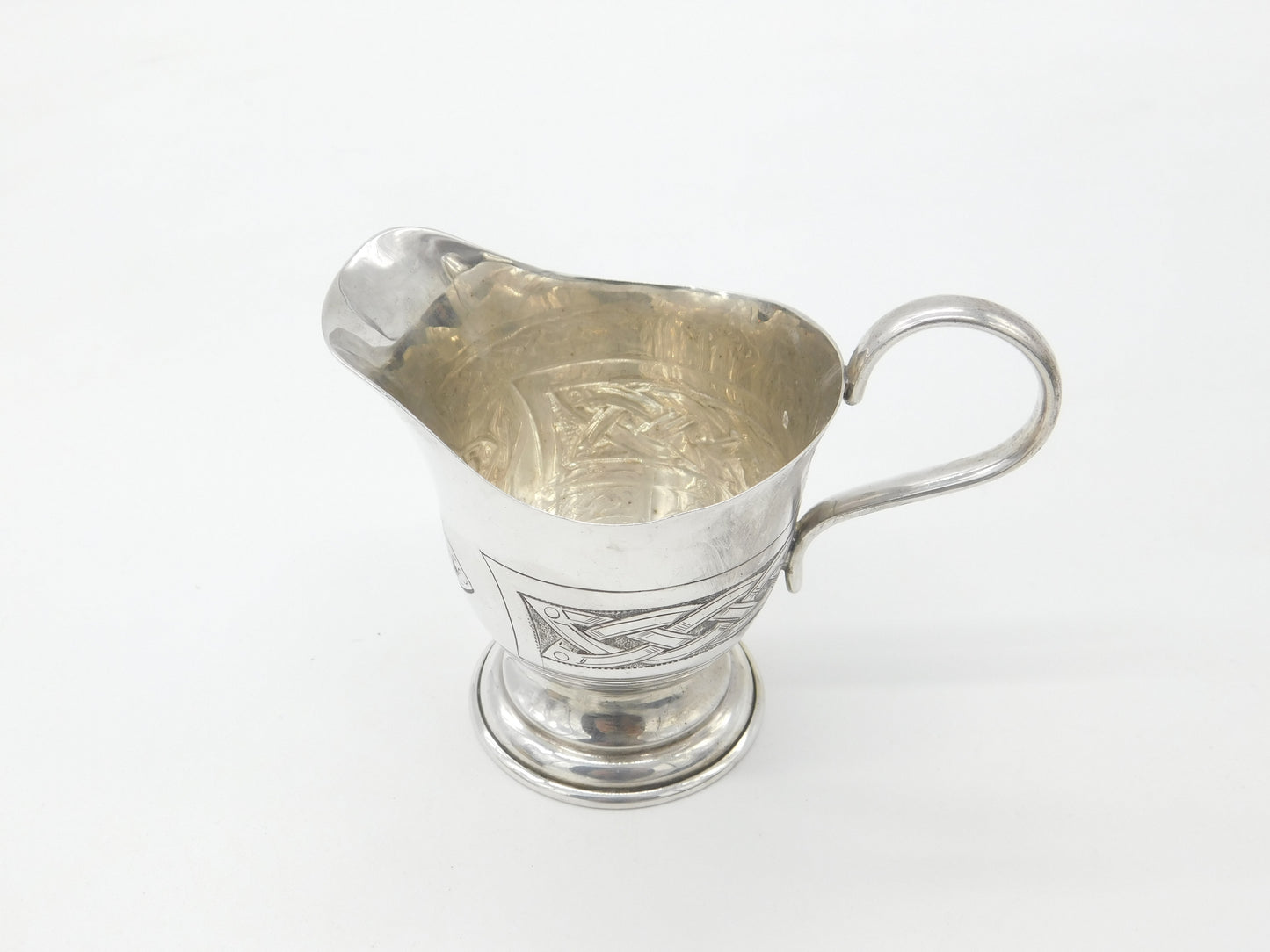 Irish Sterling Silver Celtic Pattern Cream Jug 1967 Dublin Vintage