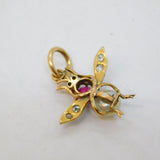 Victorian 15ct Gold, Ruby, Diamond, Sapphire, Pearl Set Bug Pendant Antique c1860