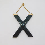 Victorian Large 9ct Gold Mounted Whitby Jet Mourning Cross 'X' Pendant Antique c1860