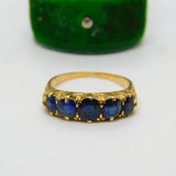 Victorian 18ct Yellow Gold Five Stone Sapphire Boat Ring Antique c1880