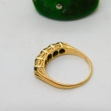 Victorian 18ct Yellow Gold Five Stone Sapphire Boat Ring Antique c1880