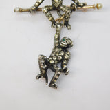 Victorian 9ct Gold, Sterling Silver & Paste Set Novelty Monkey Brooch Antique c1860