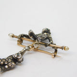 Victorian 9ct Gold, Sterling Silver & Paste Set Novelty Monkey Brooch Antique c1860
