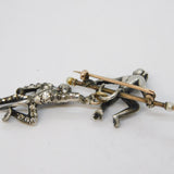 Victorian 9ct Gold, Sterling Silver & Paste Set Novelty Monkey Brooch Antique c1860