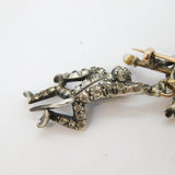 Victorian 9ct Gold, Sterling Silver & Paste Set Novelty Monkey Brooch Antique c1860