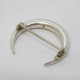 Victorian Sterling Silver Graduating Pearl Crescent Brooch Antique c1880