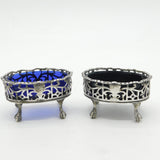 George III Pair of Sterling Silver Pierced Paw Foot Salt Cellars Antique 1811 London