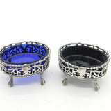 George III Pair of Sterling Silver Pierced Paw Foot Salt Cellars Antique 1811 London