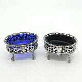 George III Pair of Sterling Silver Pierced Paw Foot Salt Cellars Antique 1811 London