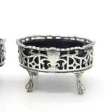 George III Pair of Sterling Silver Pierced Paw Foot Salt Cellars Antique 1811 London
