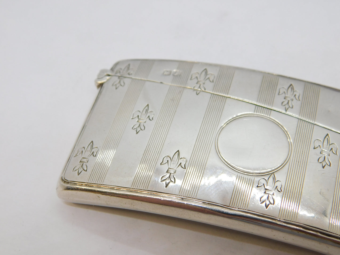 Edwardian Sterling Silver Fleur de Lis Pattern Card Case Antique 1909 Chester