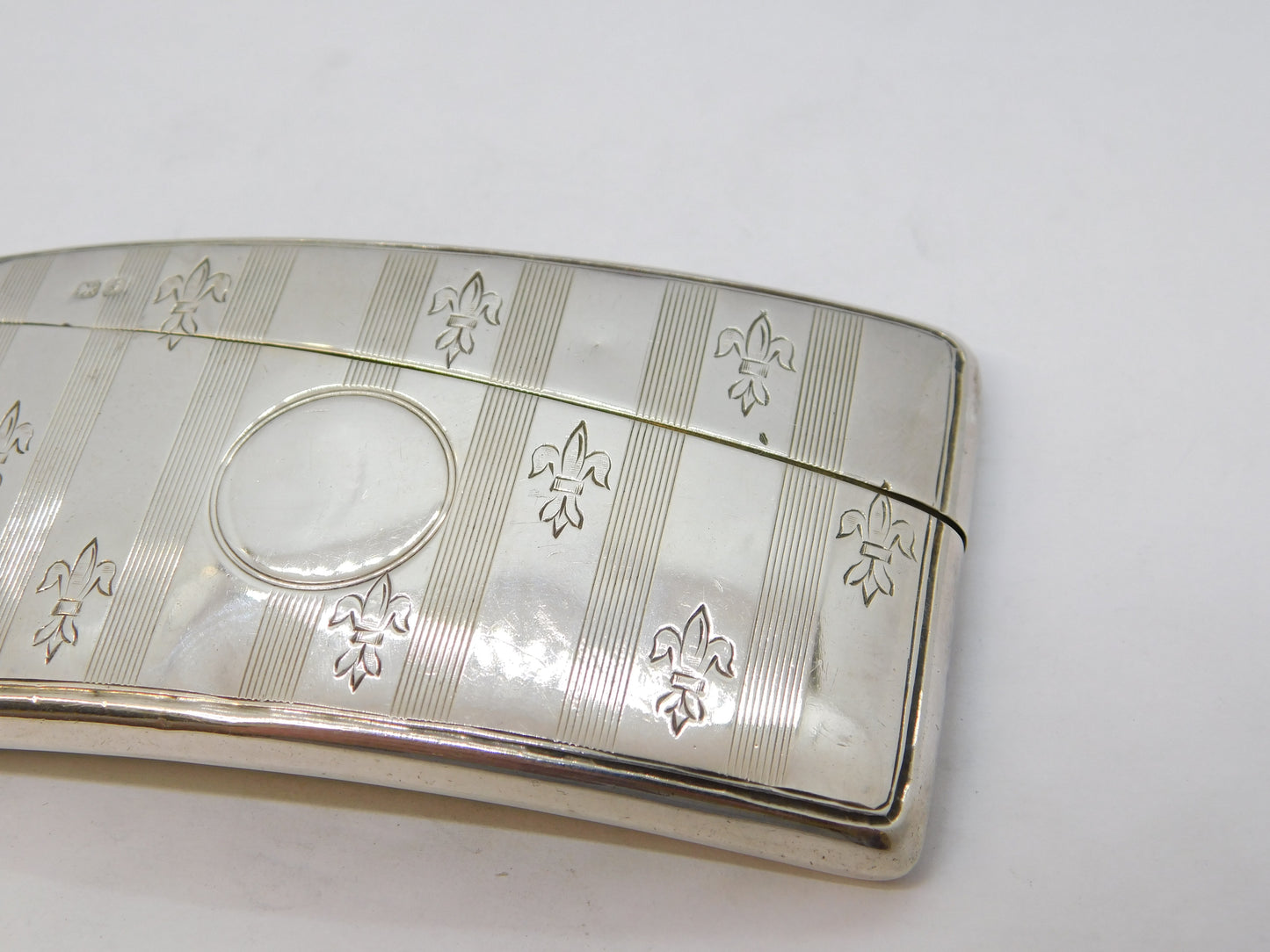 Edwardian Sterling Silver Fleur de Lis Pattern Card Case Antique 1909 Chester