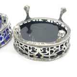George III Pair of Sterling Silver Pierced Paw Foot Salt Cellars Antique 1811 London