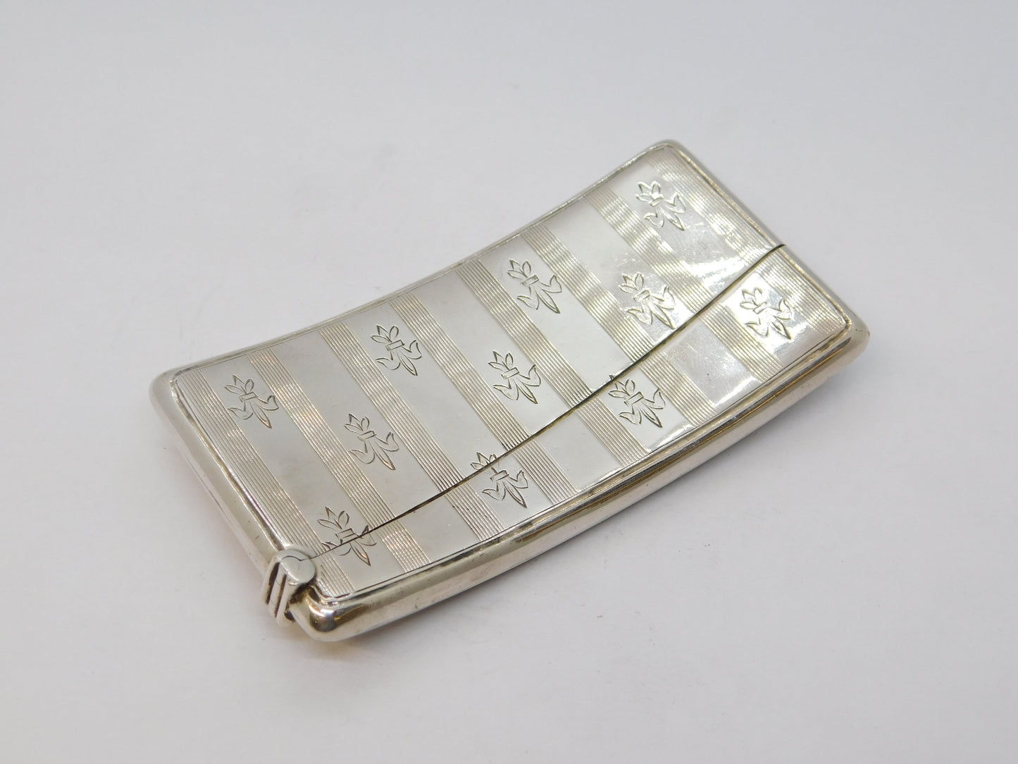Edwardian Sterling Silver Fleur de Lis Pattern Card Case Antique 1909 Chester