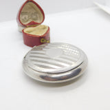 Sterling Silver Engine Turned Makeup Mirror Compact 1926 Birmingham Antique