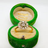 Victorian 18ct Gold & Old Cut Diamond Daisy Flower Cluster Ring Antique c1860